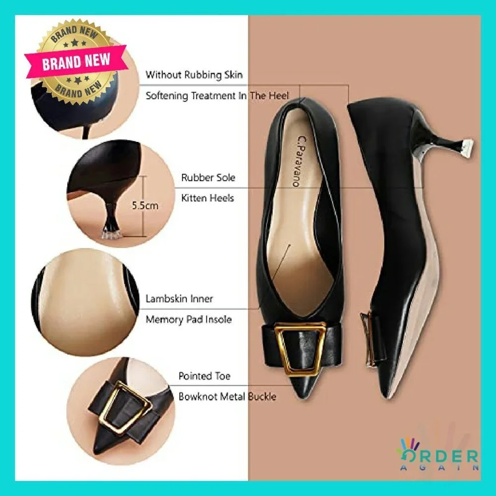 Pointed Toe Kitten Heel Pumps Elegant Dress Shoes Classic Chic Spring Summer